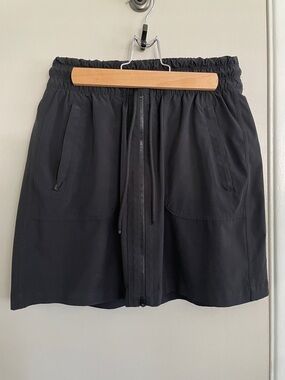 Athleta Black Zip-Front Drawstring Skirt
